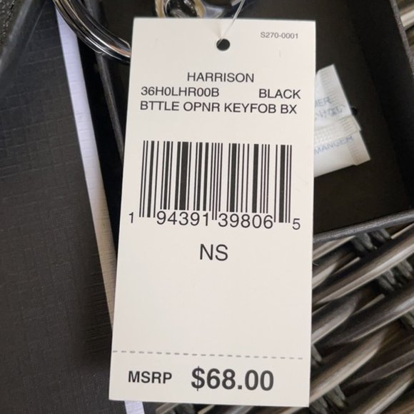 Men`s Harrison Signature Logo Black Bottle Opener Key Fob Black - Picture 9 of 12